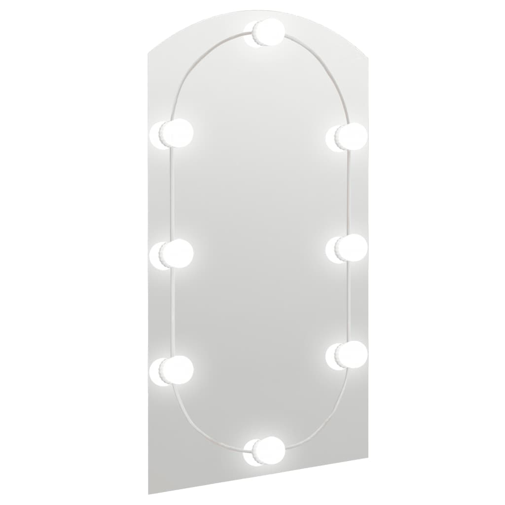 vidaXL spejl med LED-lamper 90x45 cm buet glas