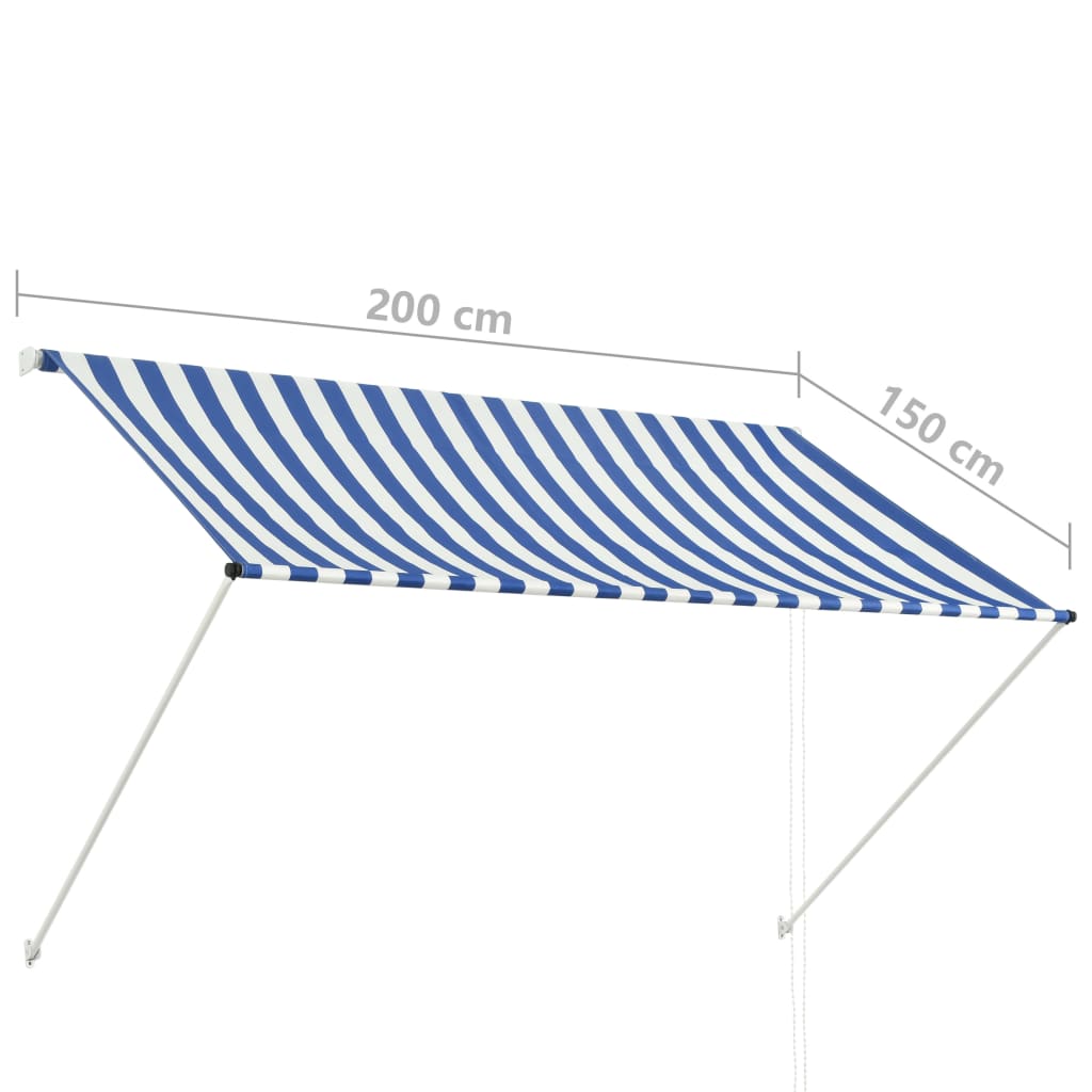 vidaXL foldemarkise 200x150 cm blå og hvid