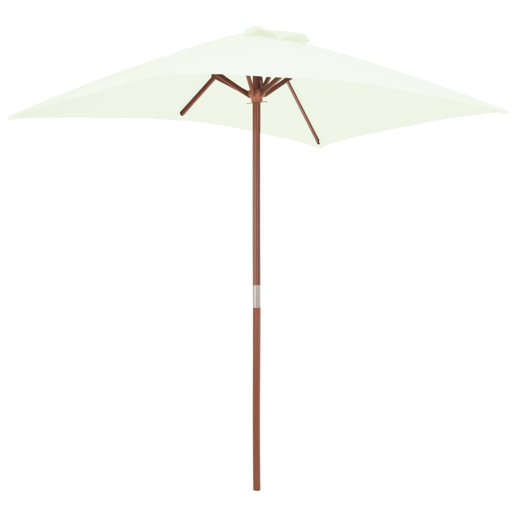 vidaXL udendørs parasol med træstang 150 x 200 cm sandfarvet