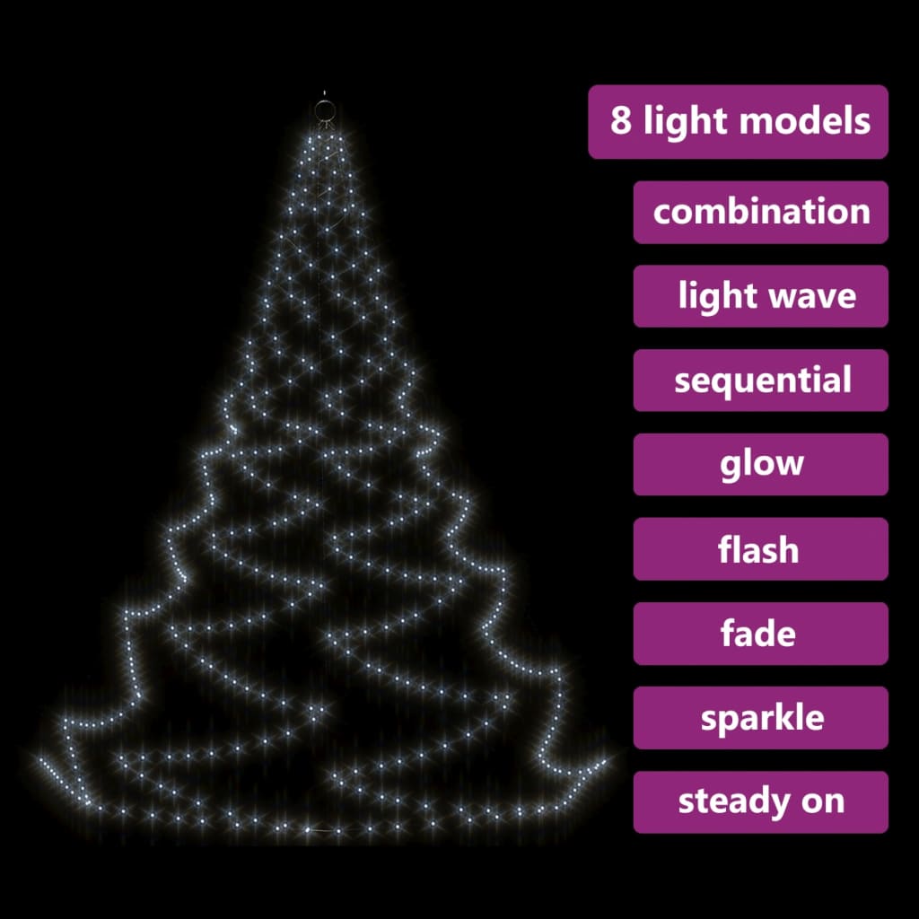 vidaXL LED-juletræ til væg med metalkrog 720 LED'er 5 m kold hvid