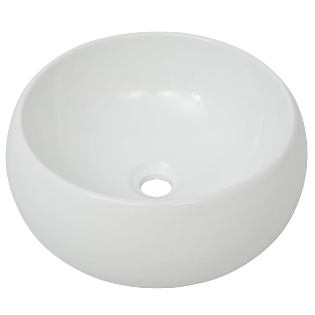 vidaXL badeværelseshåndvask med blandingsbatteri keramik rund hvid