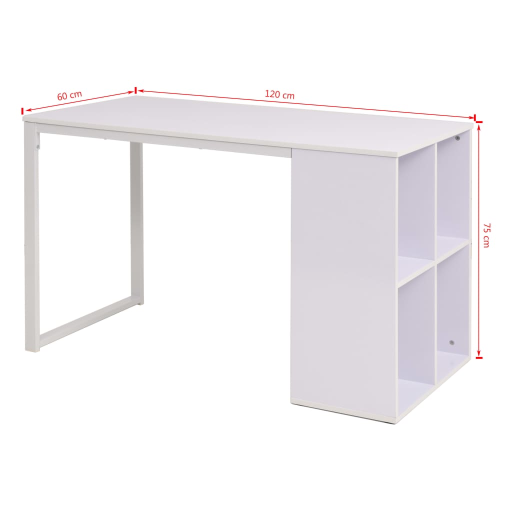 vidaXL skrivebord 120x60x75 cm hvid
