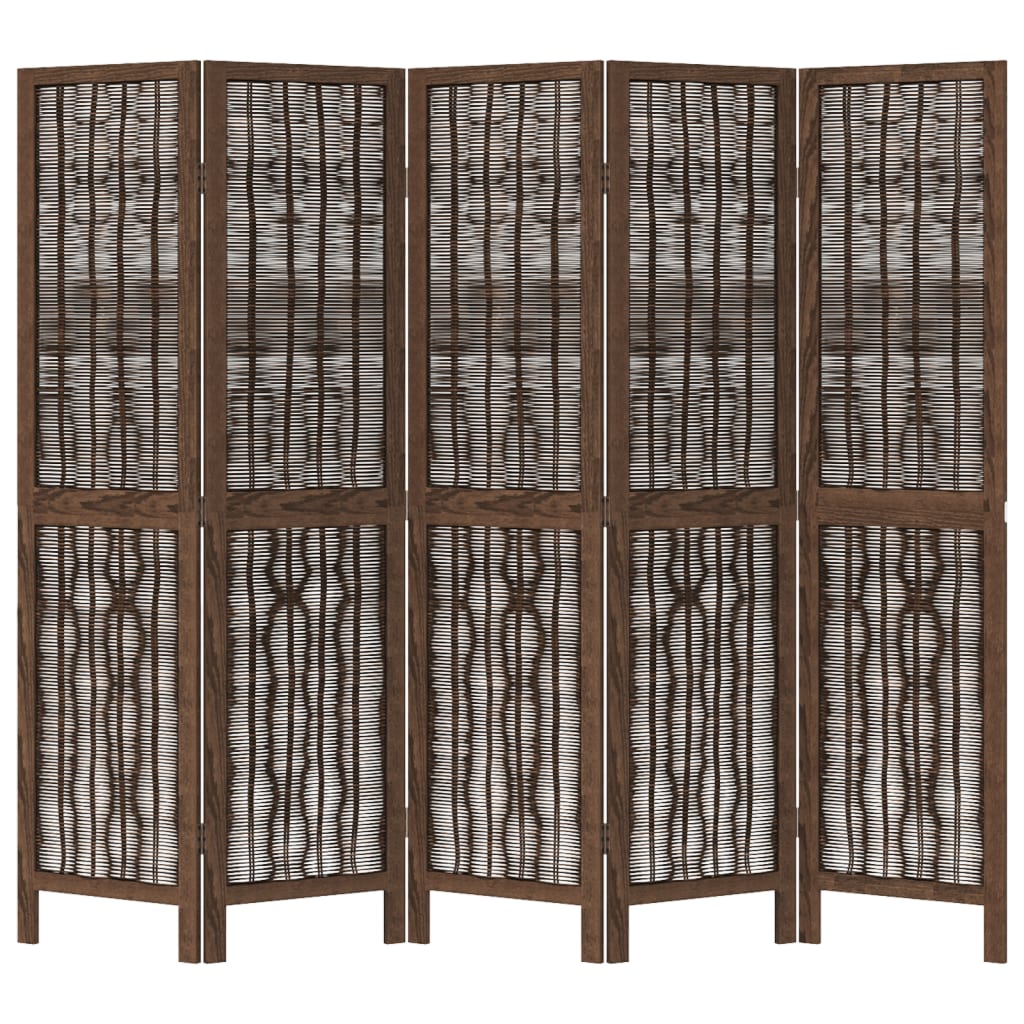 vidaXL rumdeler 5 paneler massivt kejsertræ mørkebrun