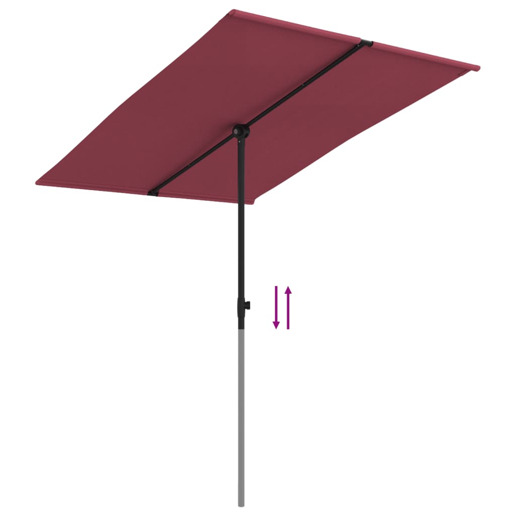 vidaXL parasol med aluminiumstang 2x1,5 m bordeauxrød