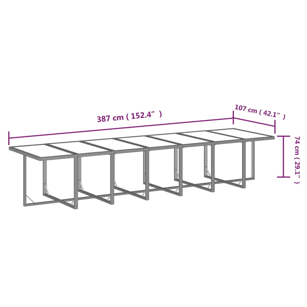 vidaXL spisebordssæt til haven 15 dele med hynder polyrattan grå