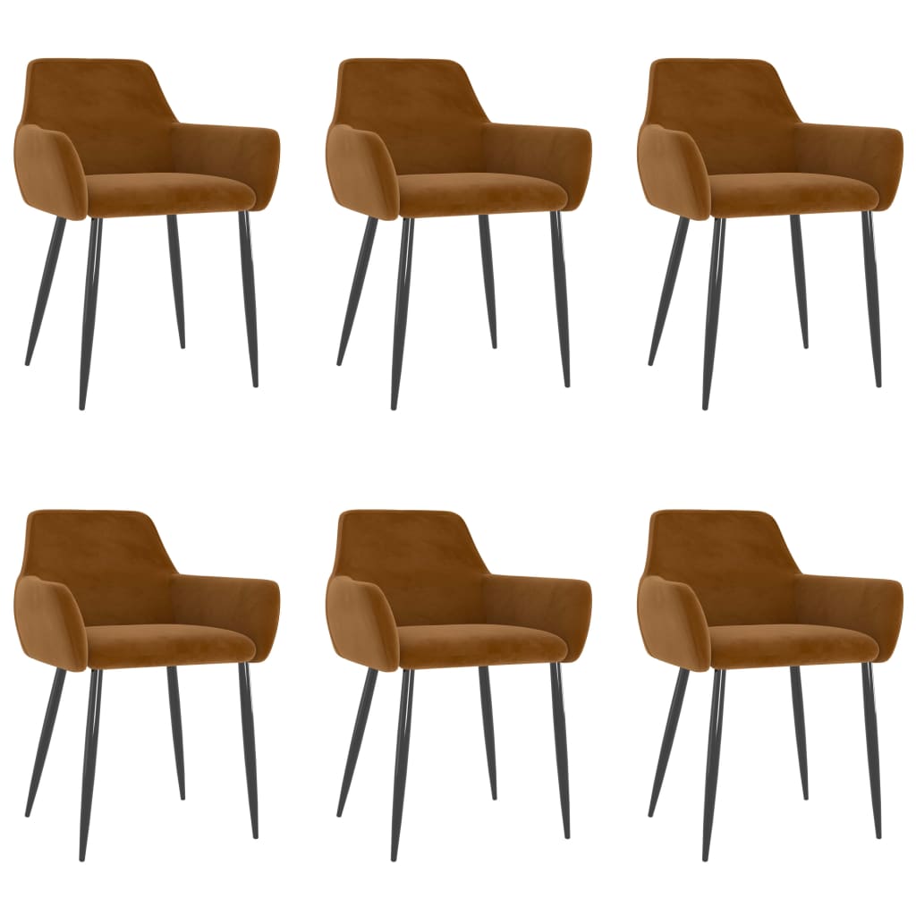 vidaXL spisebordsstole 6 stk. fløjl brun