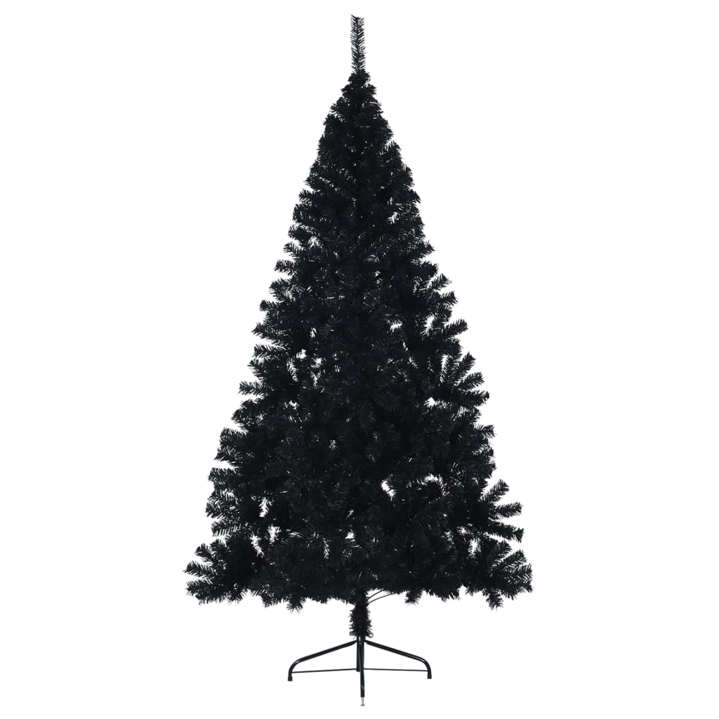 vidaXL kunstigt halvt juletræ med juletræsfod 210 cm PVC sort