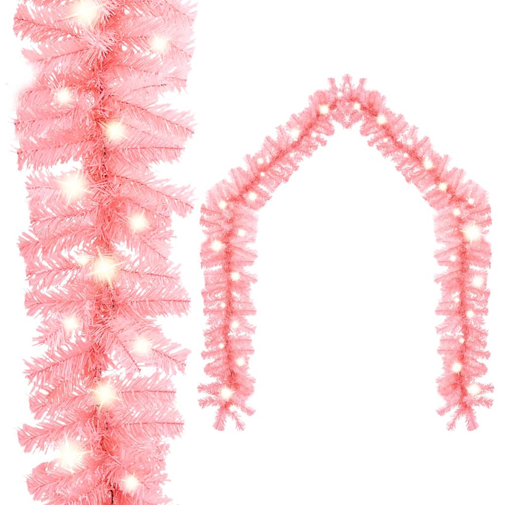vidaXL juleguirlande med LED-lys 10 m lyserød