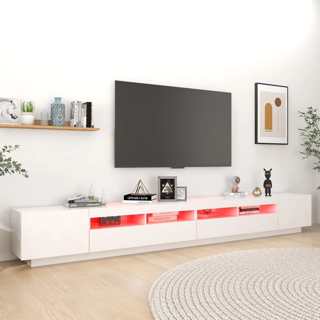 vidaXL tv-skab med LED-lys 300x35x40 cm hvid