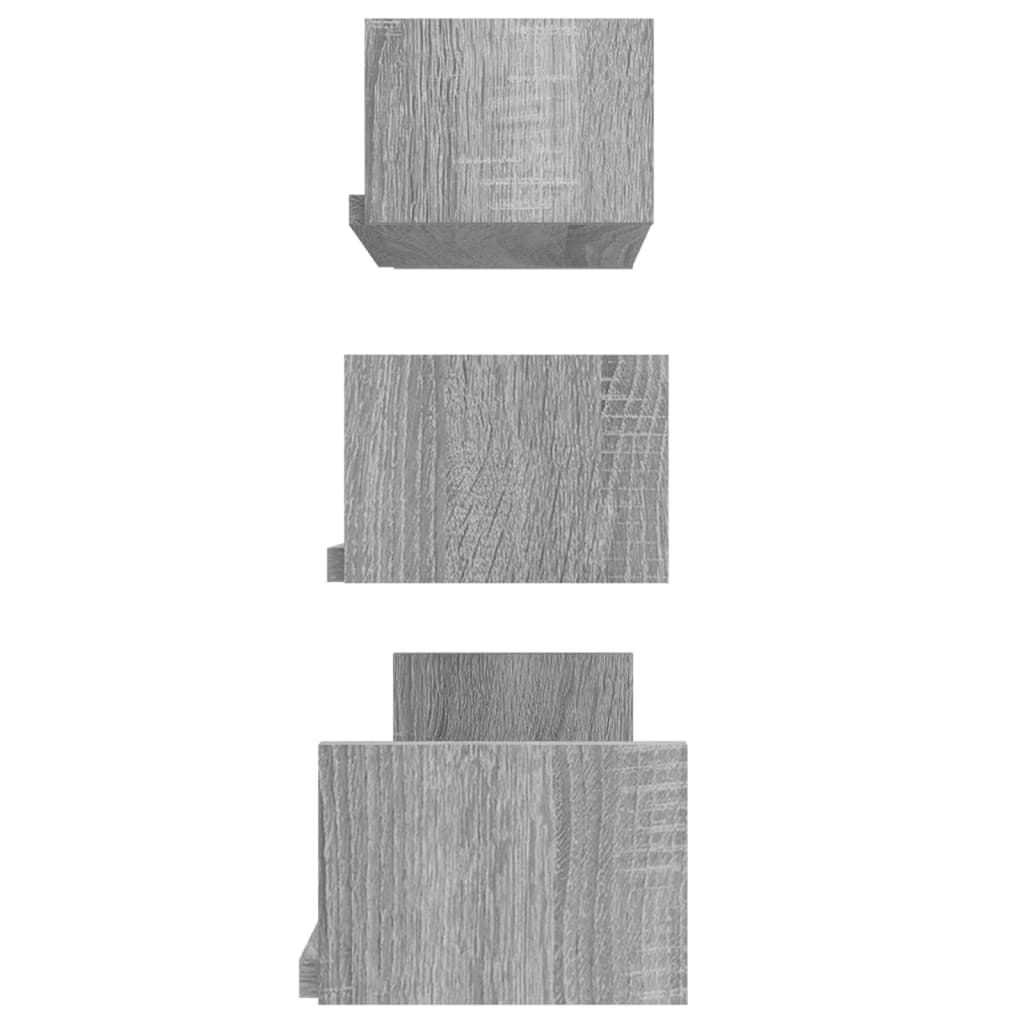 vidaXL væghylder 3 stk. konstrueret træ grå sonoma-eg