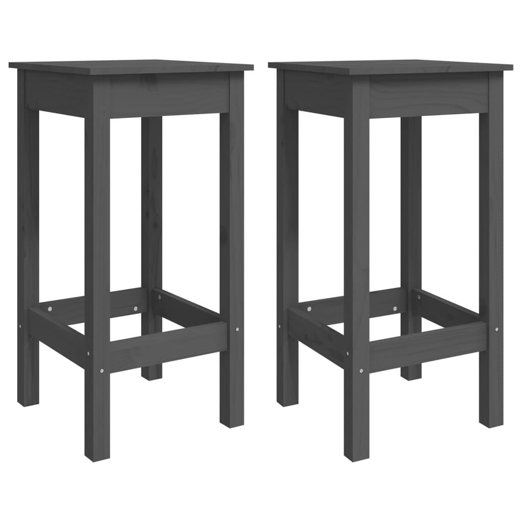 vidaXL barstole 2 stk. 40x40x78 cm massivt fyrretræ grå
