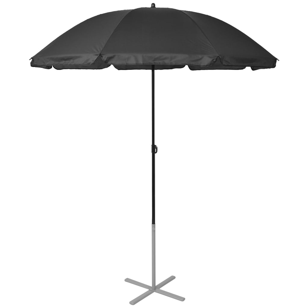 vidaXL liggestole med parasol aluminium sort