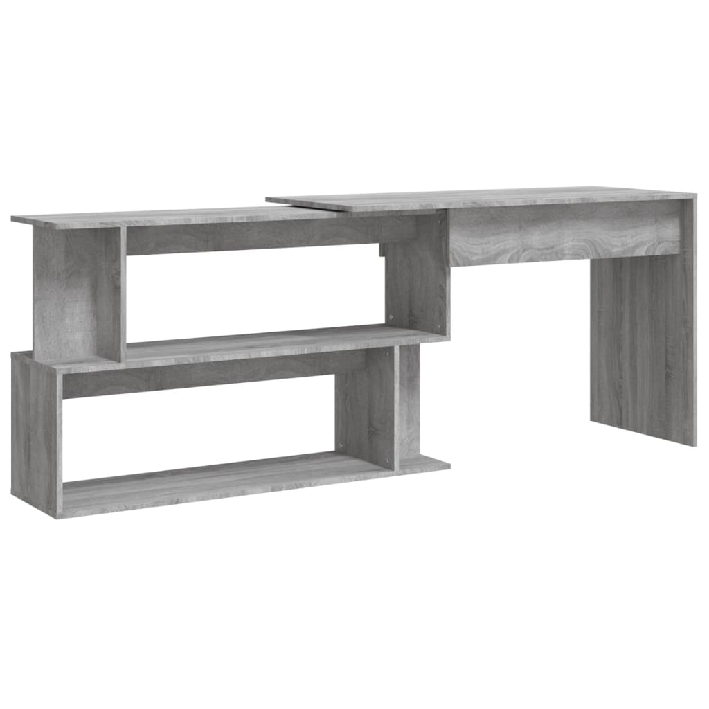 vidaXL hjørneskrivebord 200x50x76 cm konstrueret træ grå sonoma-eg