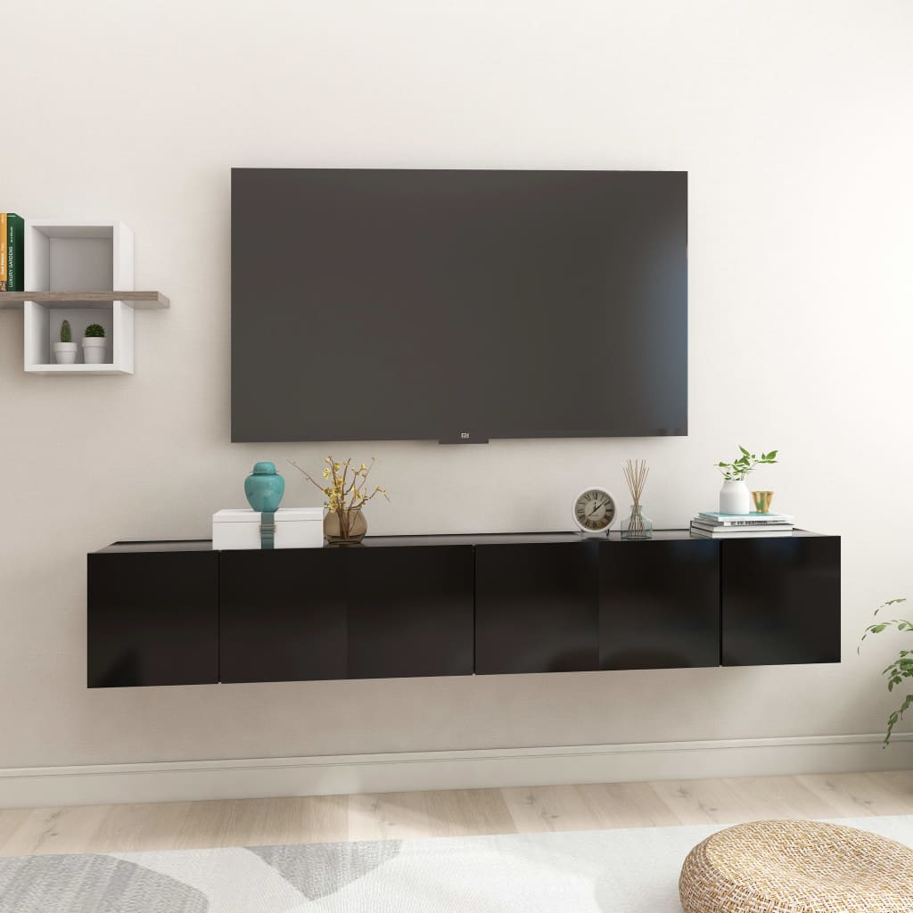 vidaXL væghængte tv-skabe 3 stk. 60x30x30 cm sort
