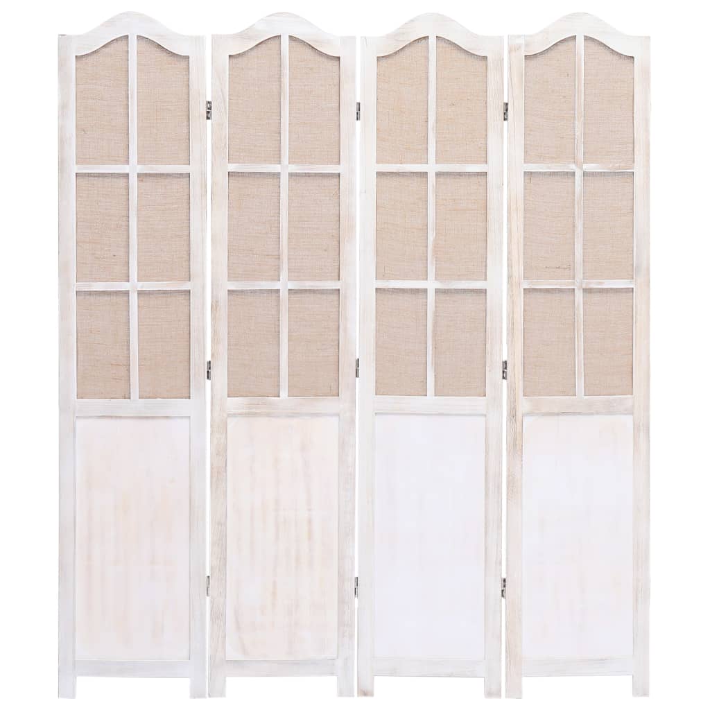 vidaXL 4-panels rumdeler 140 x 165 cm stof hvid