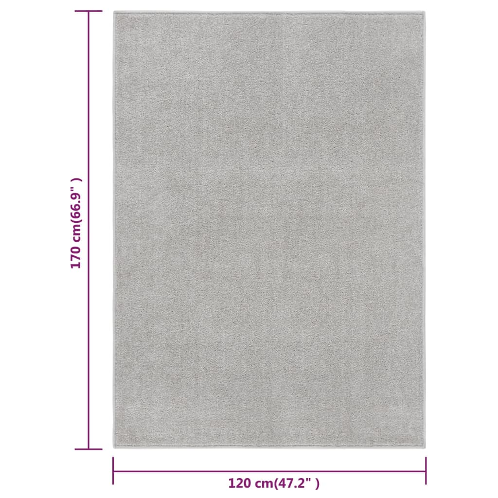 vidaXL gulvtæppe 120x170 cm kort luv lysegrå