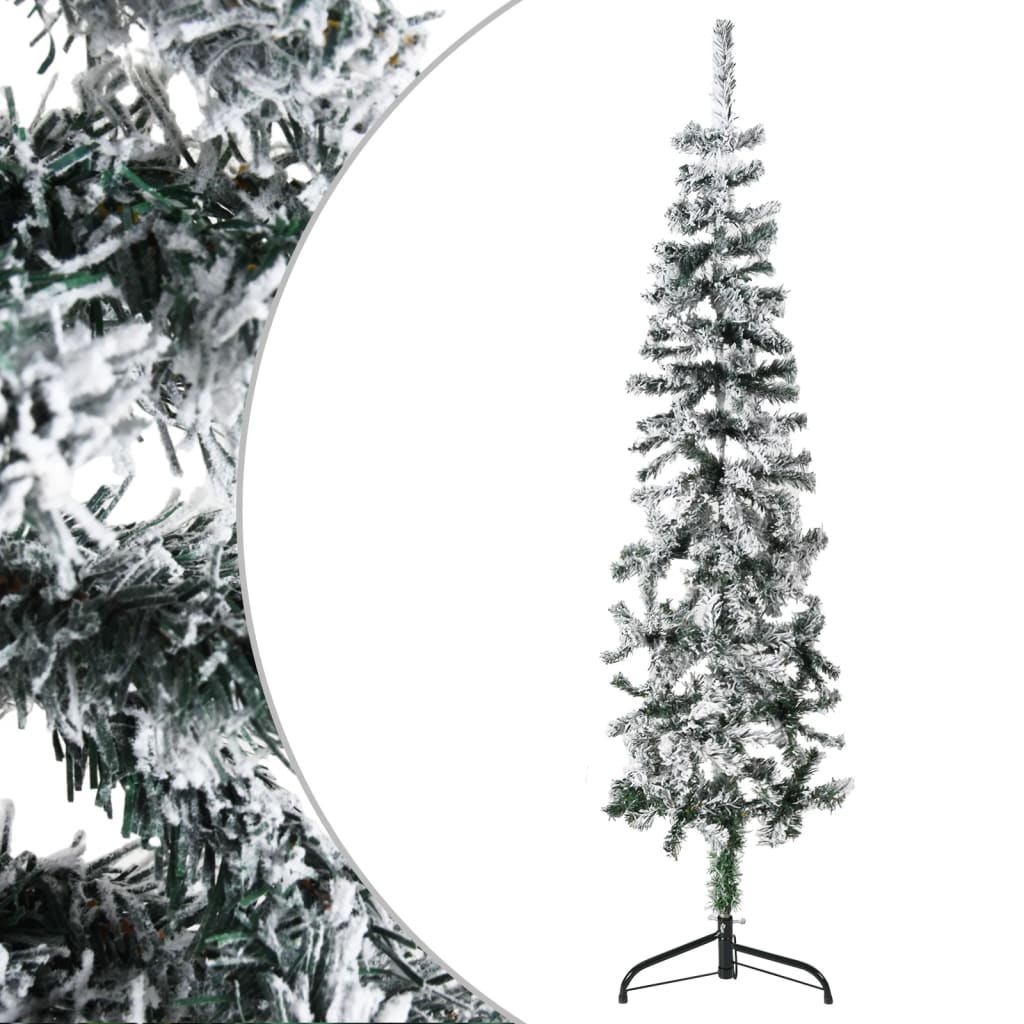 vidaXL kunstigt halvt juletræ med sne 120 cm smalt