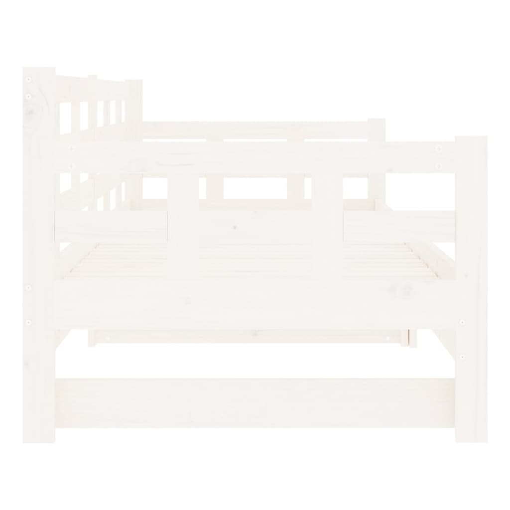 vidaXL daybed med udtræk 2x(90x190) cm massivt fyrretræ hvid