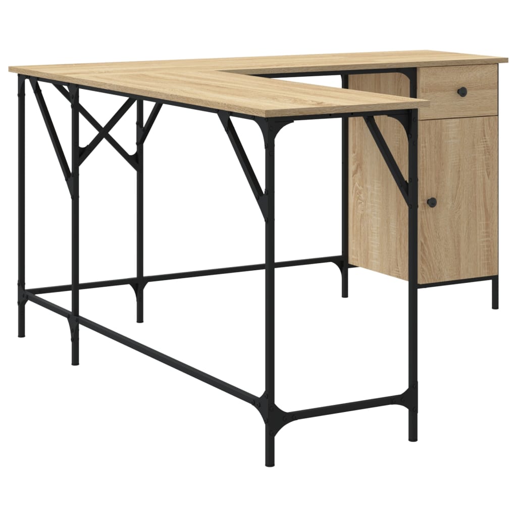 vidaXL skrivebord 141x141x75 cm konstrueret træ sonoma-eg