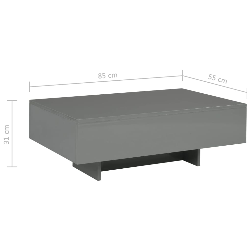 vidaXL sofabord 85 x 55 x 31 cm MDF grå højglans