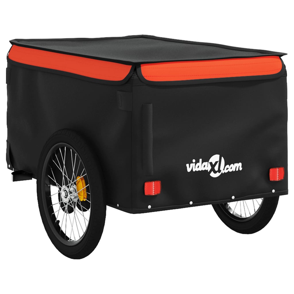 vidaXL cykelanhænger 45 kg jern sort og orange