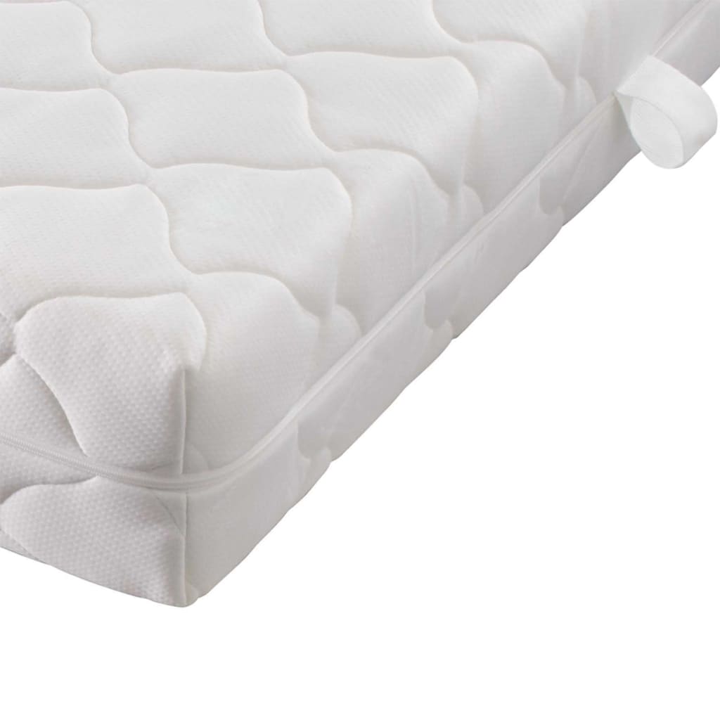 vidaXL seng med LED og madras 90 x 200 cm sækkelærred mørkegrå