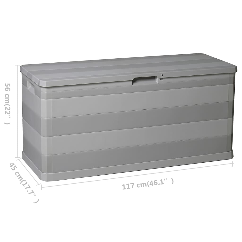vidaXL udendørs opbevaringskasse grå 117 x 45 x 56 cm