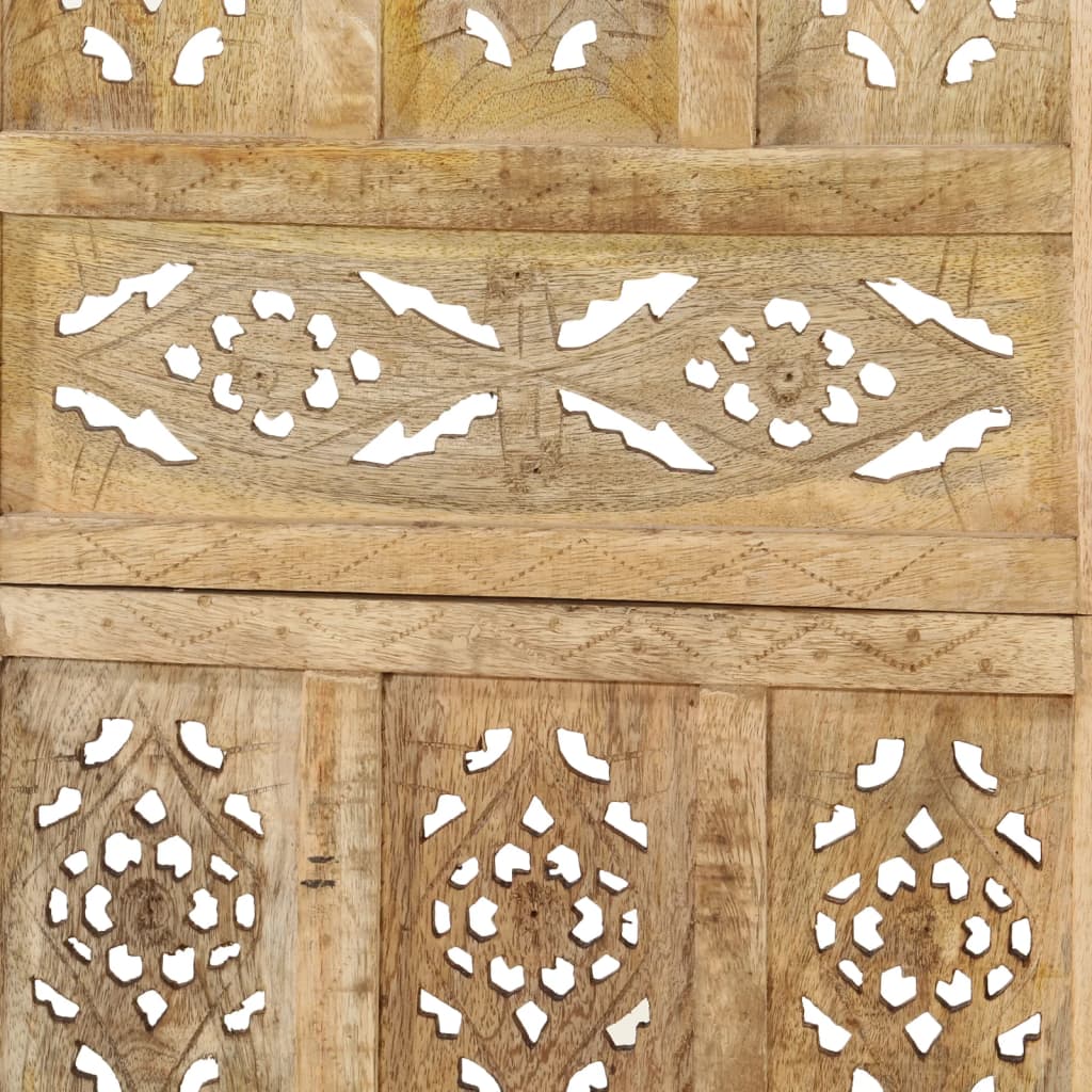 vidaXL 5-panels rumdeler håndskåret 200 x 165 cm massivt mangotræ