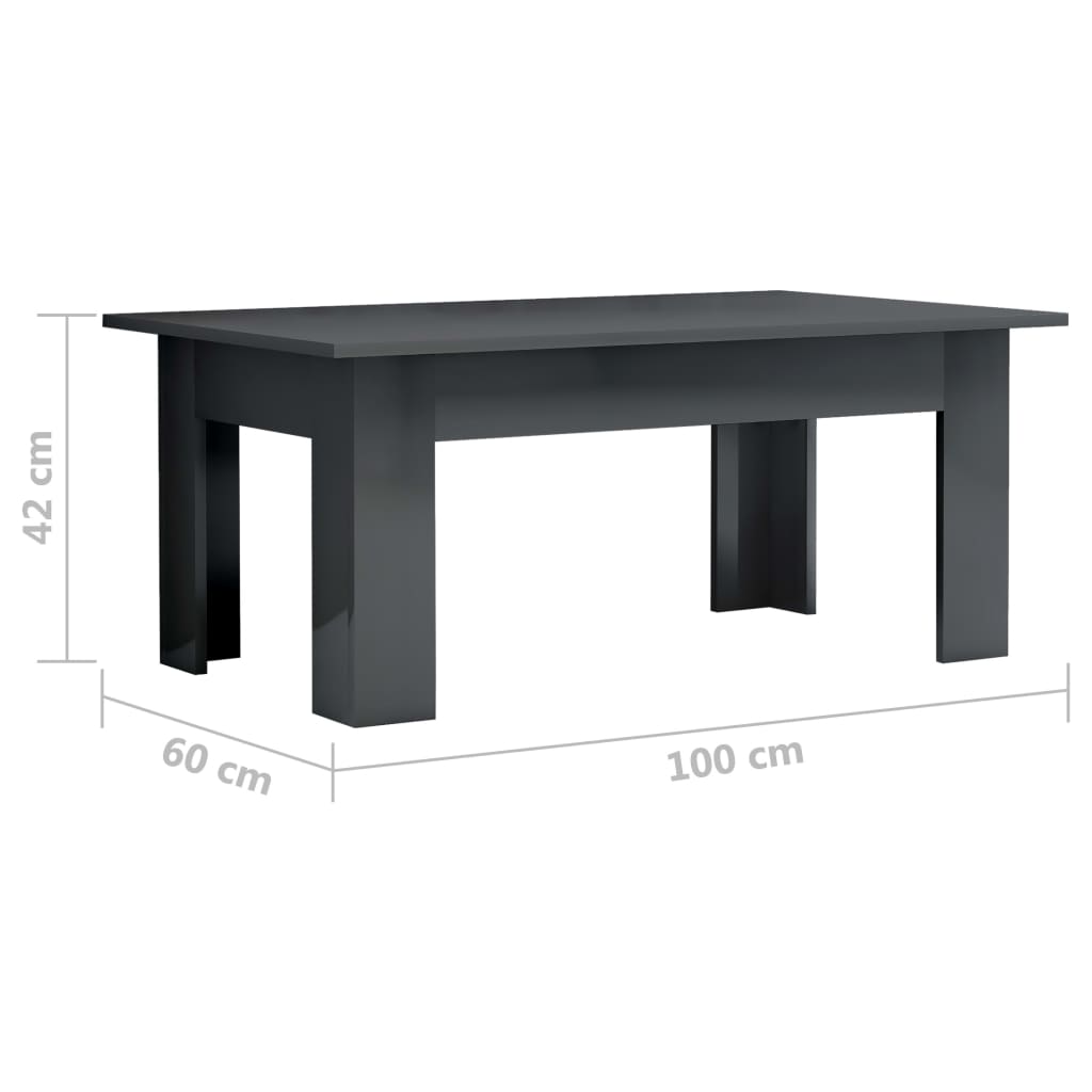 vidaXL sofabord 100 x 60 x 42 cm spånplade grå højglans