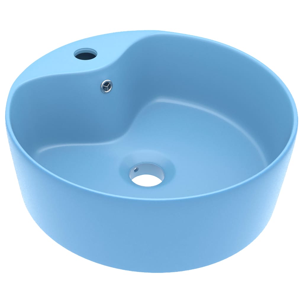 vidaXL luksuriøs håndvask med overløb 36x13 cm keramik mat lyseblå