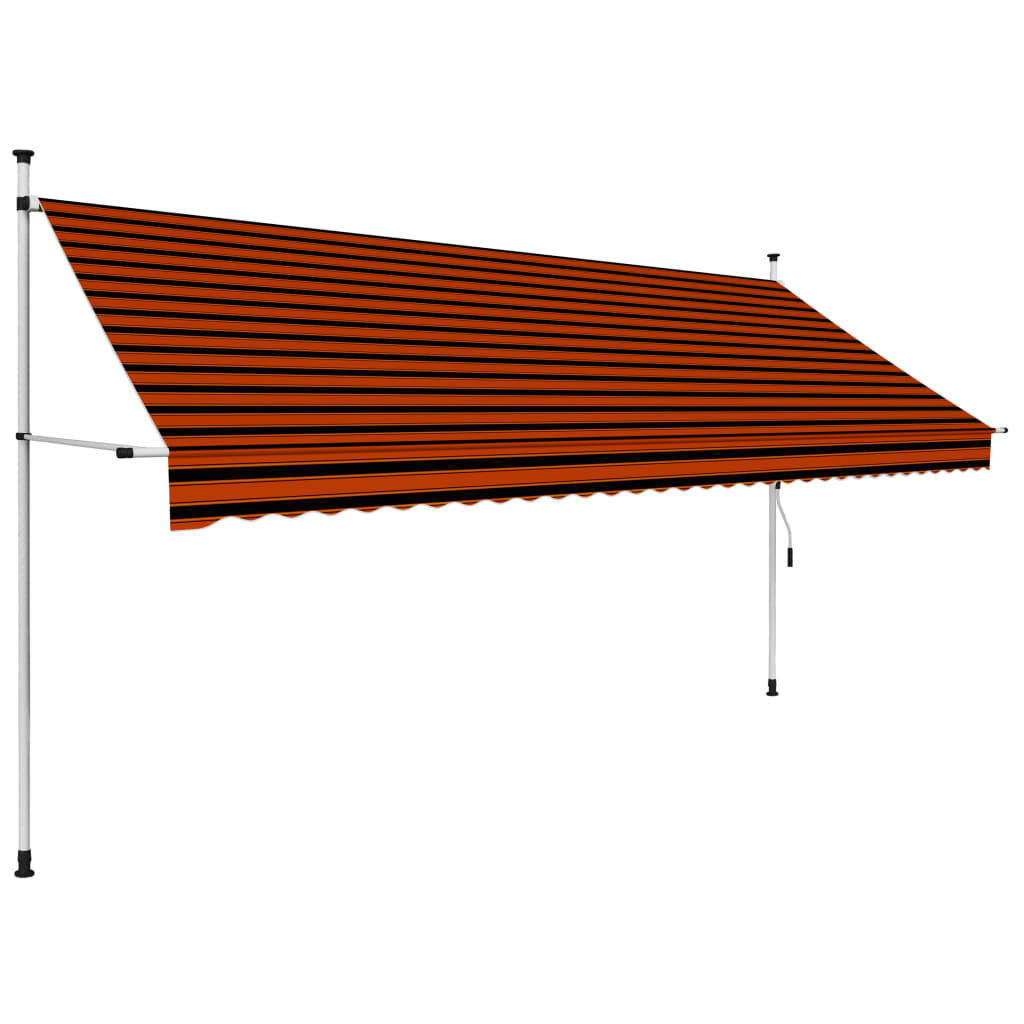 vidaXL manuel foldemarkise 350 cm orange og brun