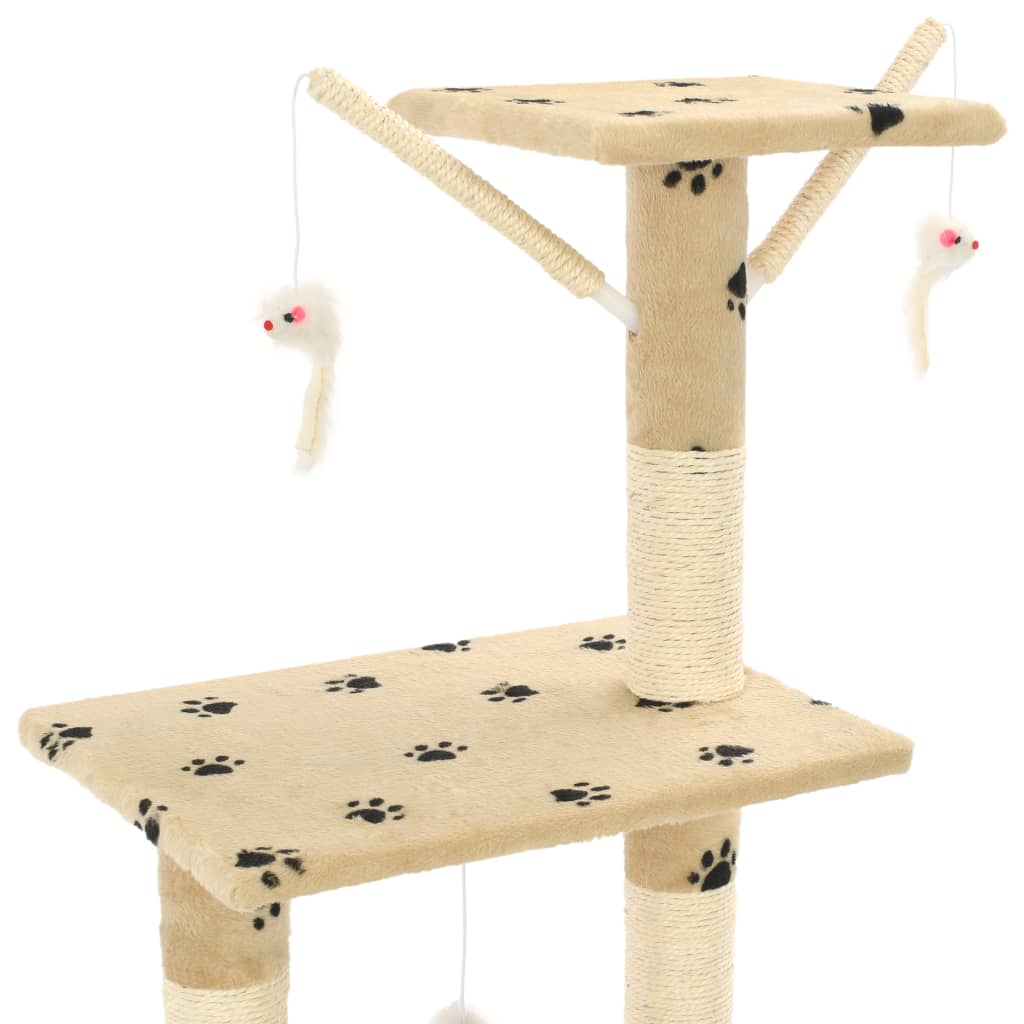 vidaXL kradsetræ til katte med sisal-kradsestolper 138 cm beige poteprint