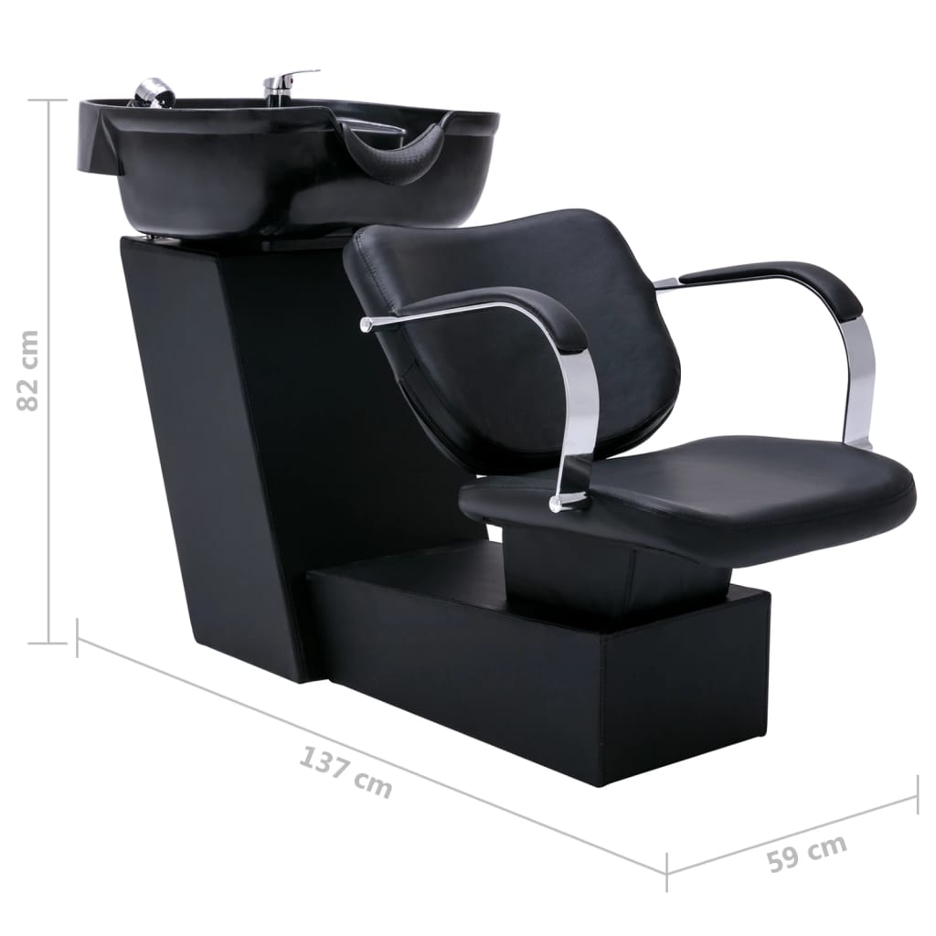 vidaXL frisørstol med vask 137x59x82 cm kunstlæder sort