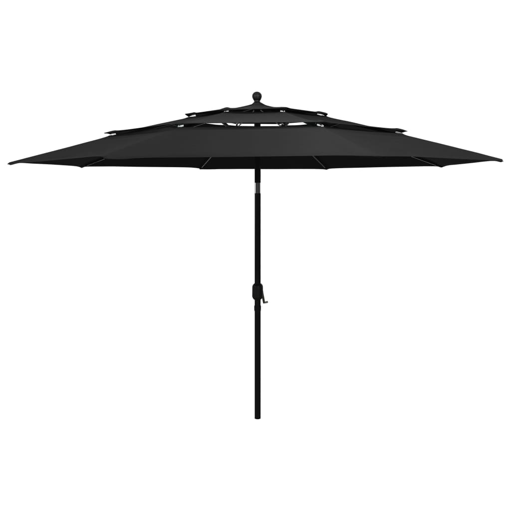vidaXL parasol med aluminiumsstang i 3 niveauer 3,5 m sort