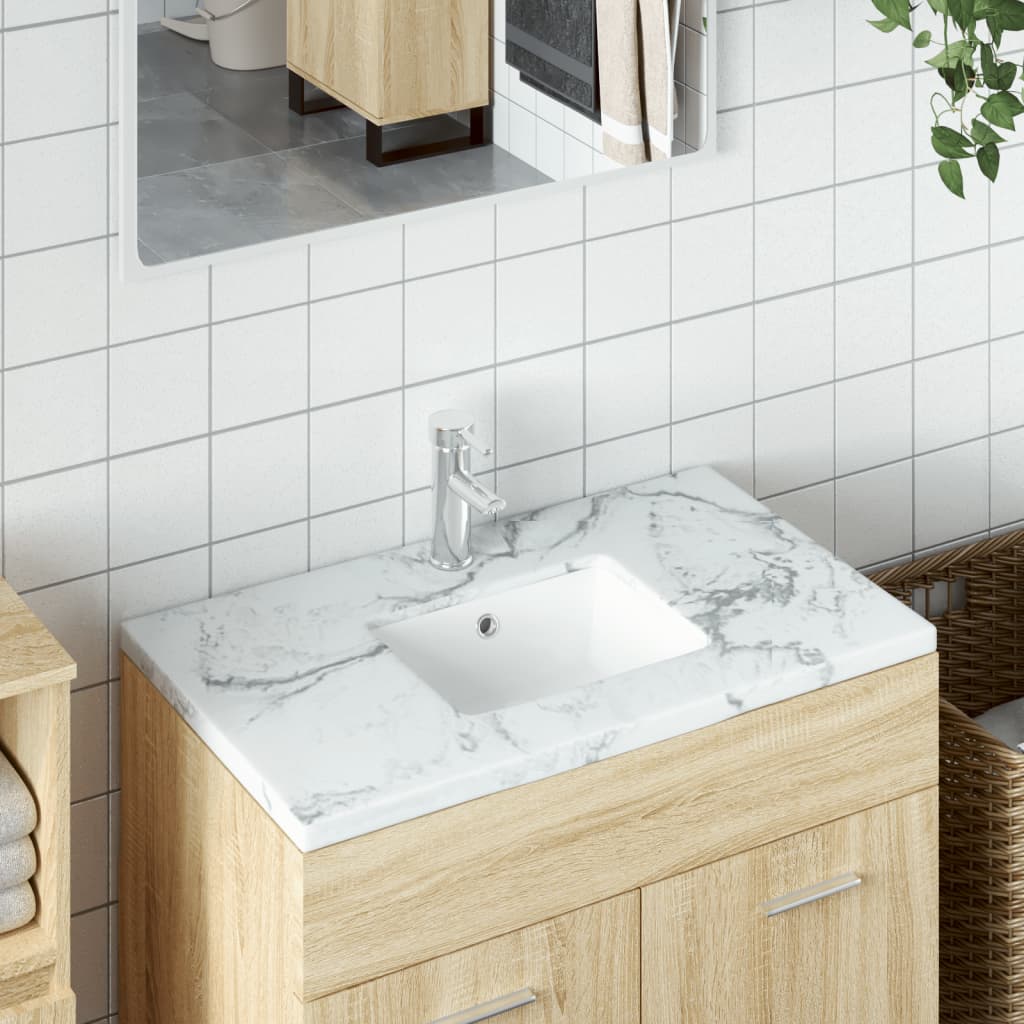 vidaXL badeværelsesvask 36x31,5x16,5 cm rektangulær keramisk hvid