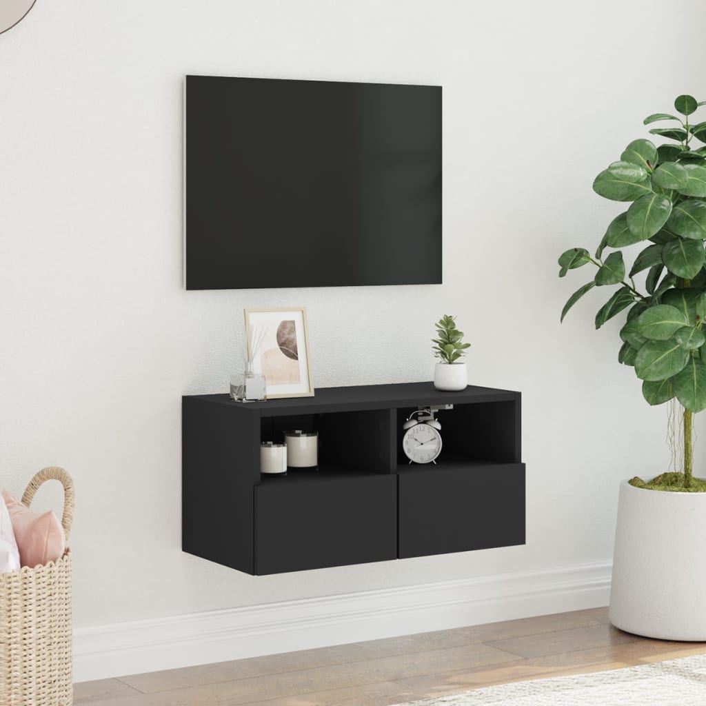 vidaXL væghængt tv-bord 60x30x30 cm konstrueret træ sort