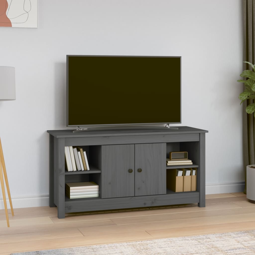vidaXL tv-bord 103x36,5x52 cm massivt fyrretræ grå