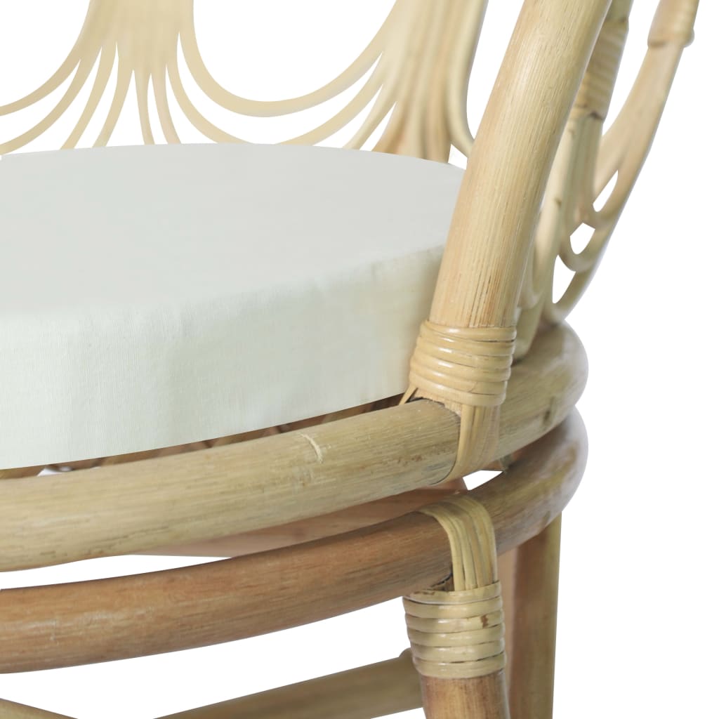 vidaXL spisebordsstol med hynde naturlig rattan og linned