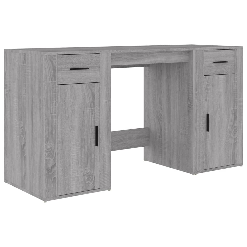 vidaXL skrivebord med skabe konstrueret træ grå sonoma-eg