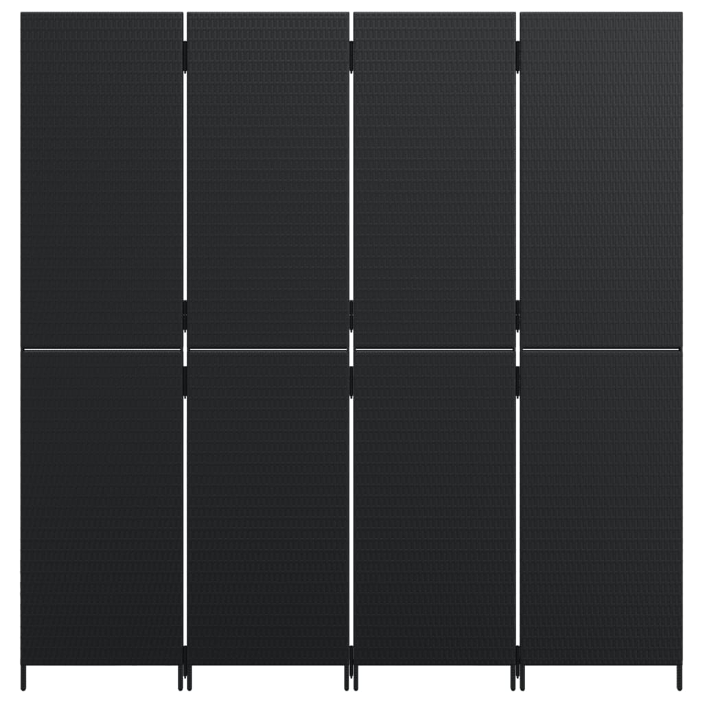 vidaXL rumdeler 4 paneler polyrattan sort
