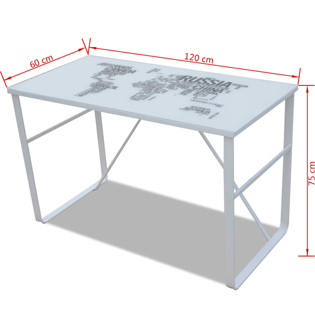 vidaXL rektangulært skrivebord med påtrykt verdenskort