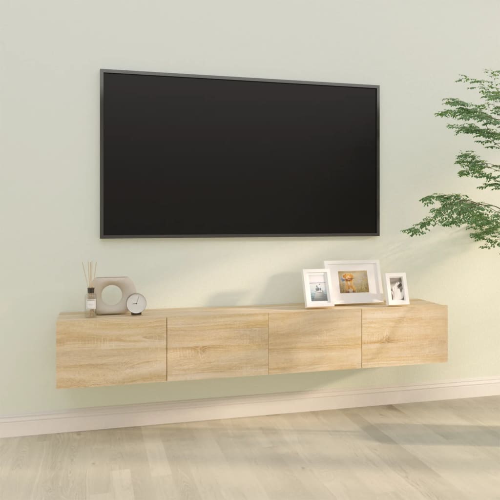 vidaXL væghængte tv-skabe 2 stk. 100x30x30cm konstrueret træ sonoma-eg
