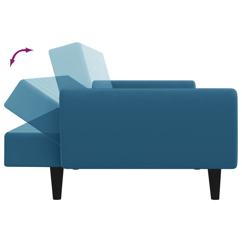 vidaXL 2-personers sovesofa med fodskammel velour blå