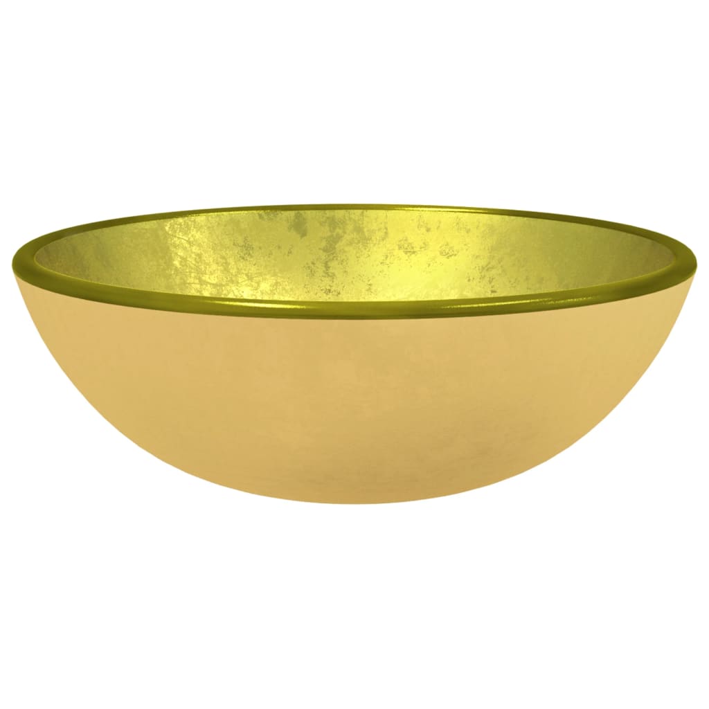 vidaXL håndvask 35x12 cm hærdet glas guldfarvet