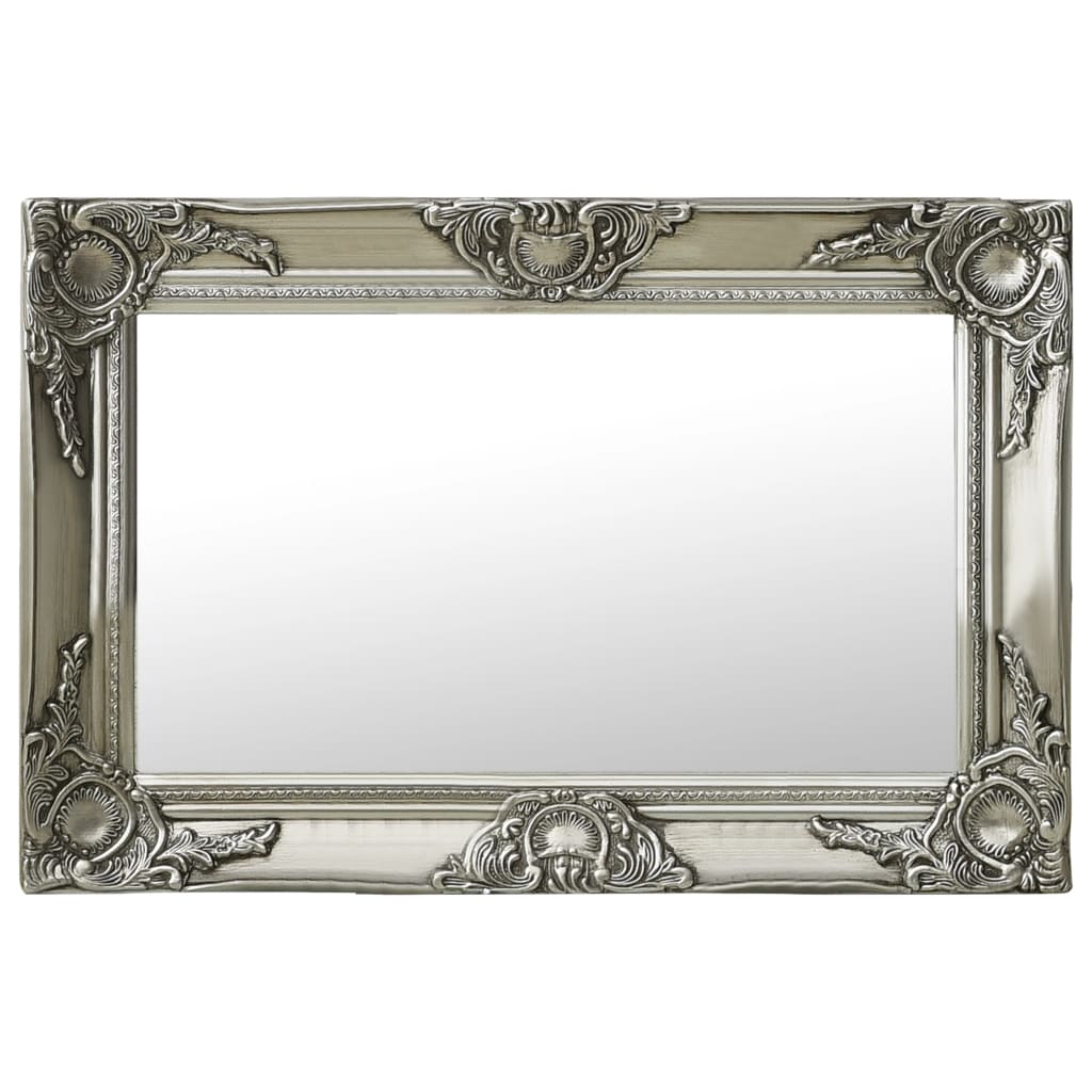 vidaXL vægspejl barokstil 60x40 cm sølvfarvet