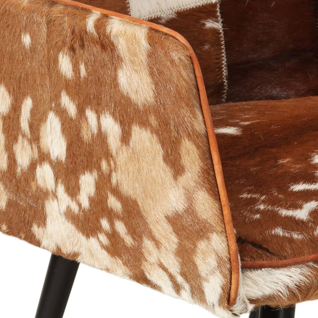 vidaXL lænestol med fodskammel ægte læder brun