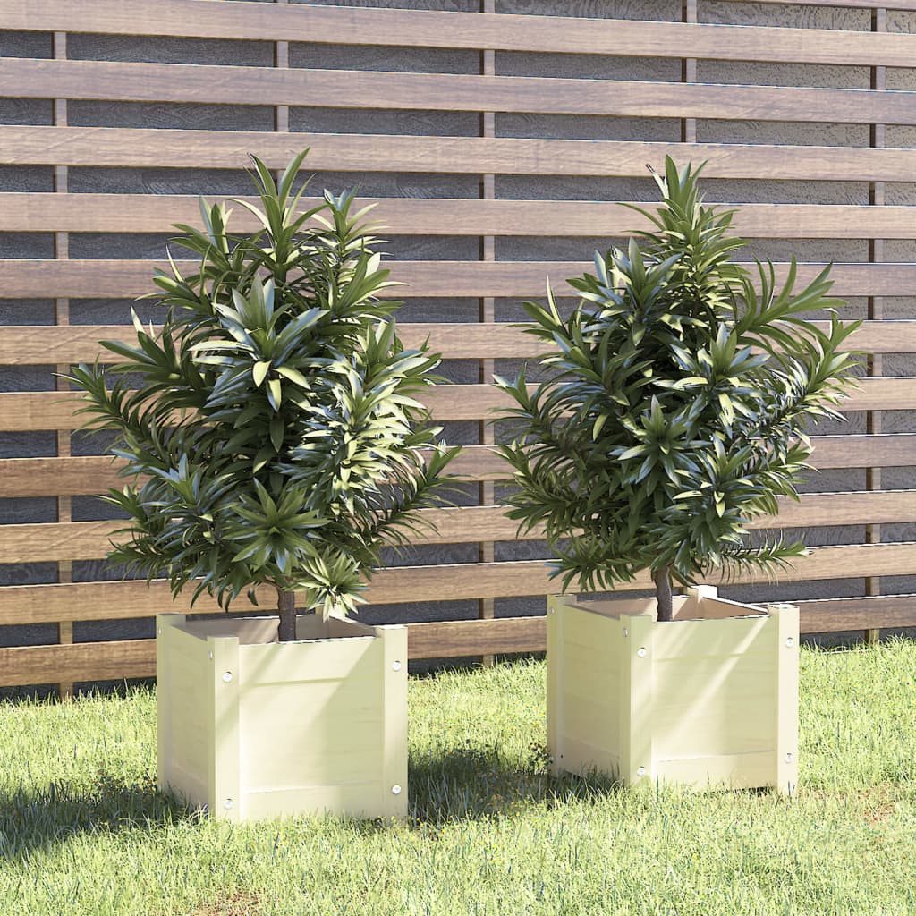 vidaXL plantekasser 2 stk. 31x31x31 cm massivt fyrretræ hvid