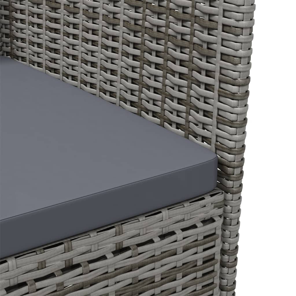 vidaXL udendørs spisebordssæt 3 dele med hynder polyrattan grå