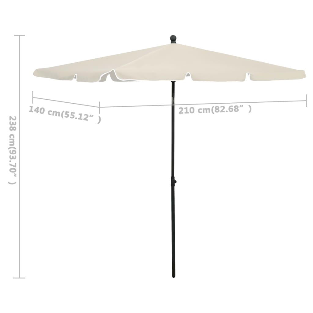 vidaXL parasol med stang 210x140 cm sandfarvet