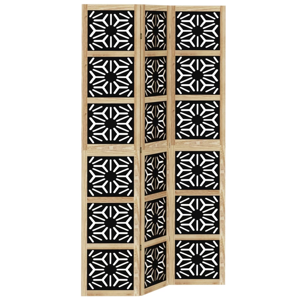 vidaXL rumdeler 3 paneler massivt kejsertræ brun og sort